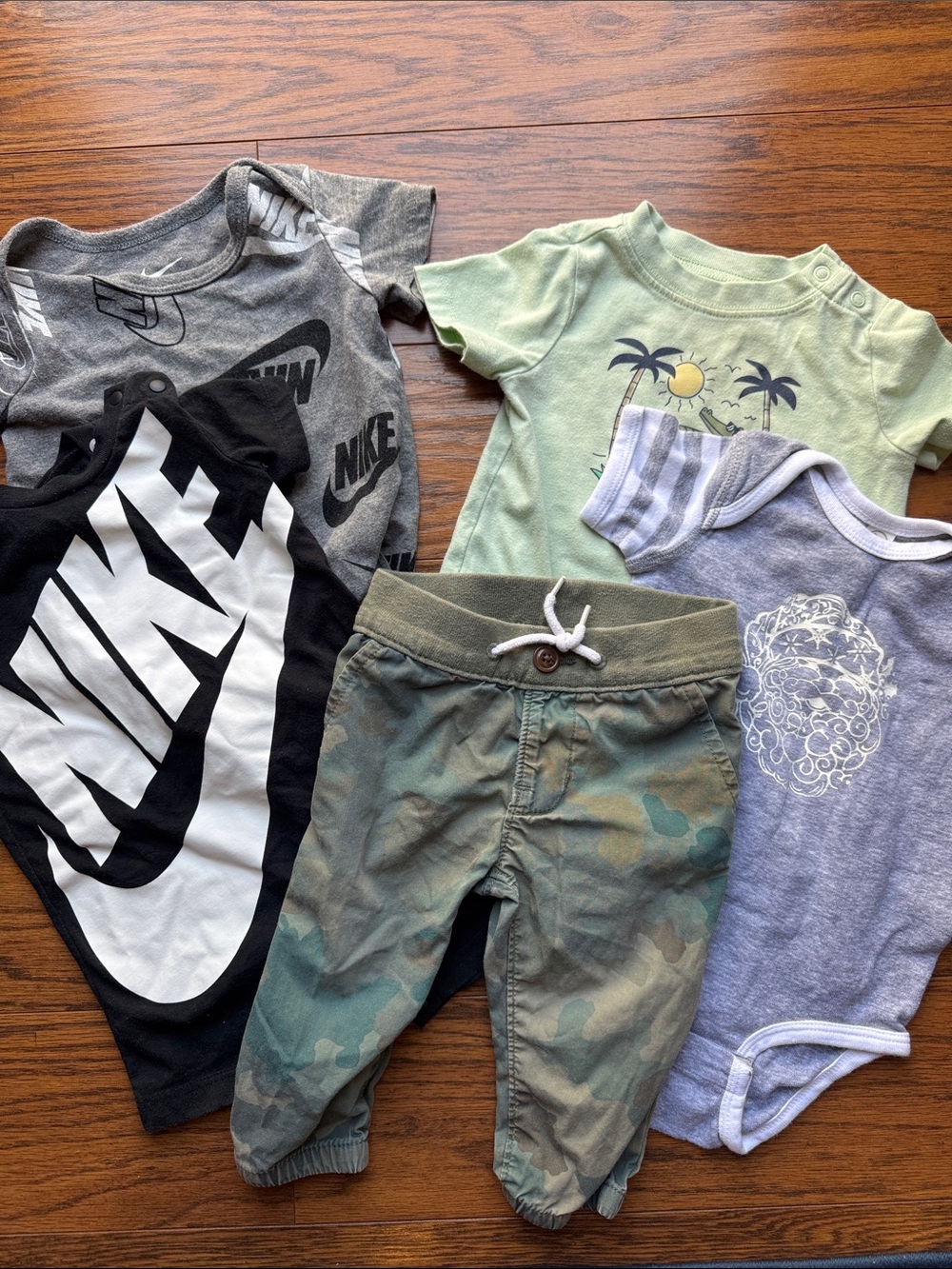 Nike Black, Gray, Light Green & Camo Baby Outfit Set